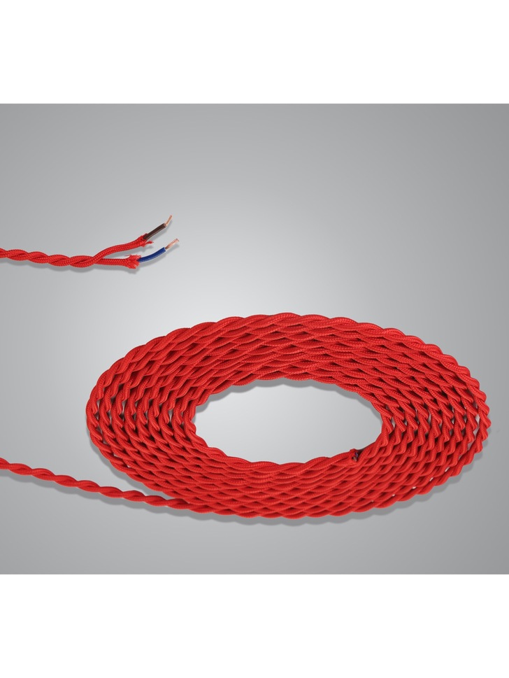 1 Metre Of Red Braided Twisted 2 Core 0.75mm Cable