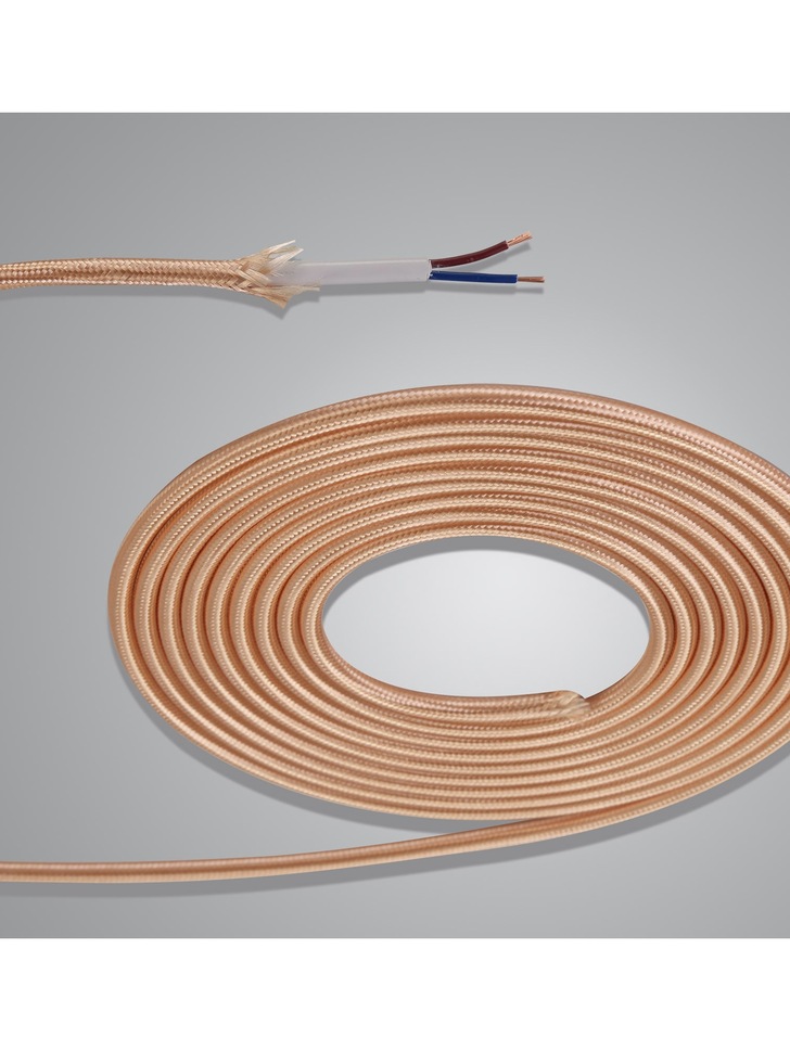 1 Metre Of Rose Gold Braided 2 Core 0.75mm Cable