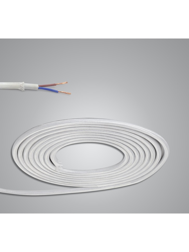 1 Metre Of White Braided 2 Core 0.75mm Cable