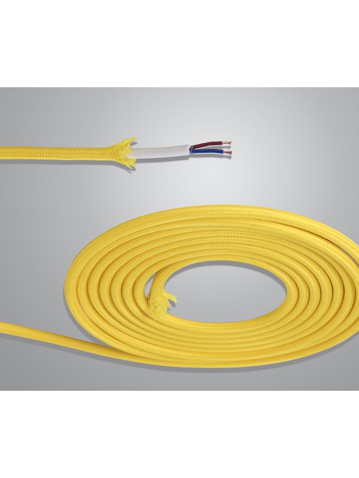 1 Metre Of Yellow Braided 2 Core 0.75mm Cable