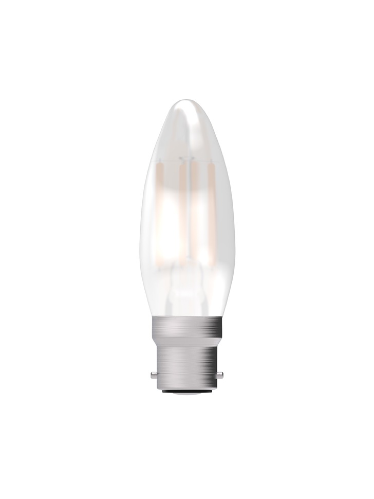 3.3W LED Satin Candle Light Bulb B22 Warm White 2700K