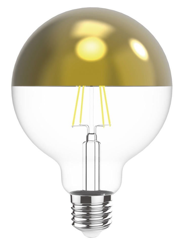 4W LED Classic Deco Clear Dimmable G80 Globe Lamp With Gold Top - E27, 2700K