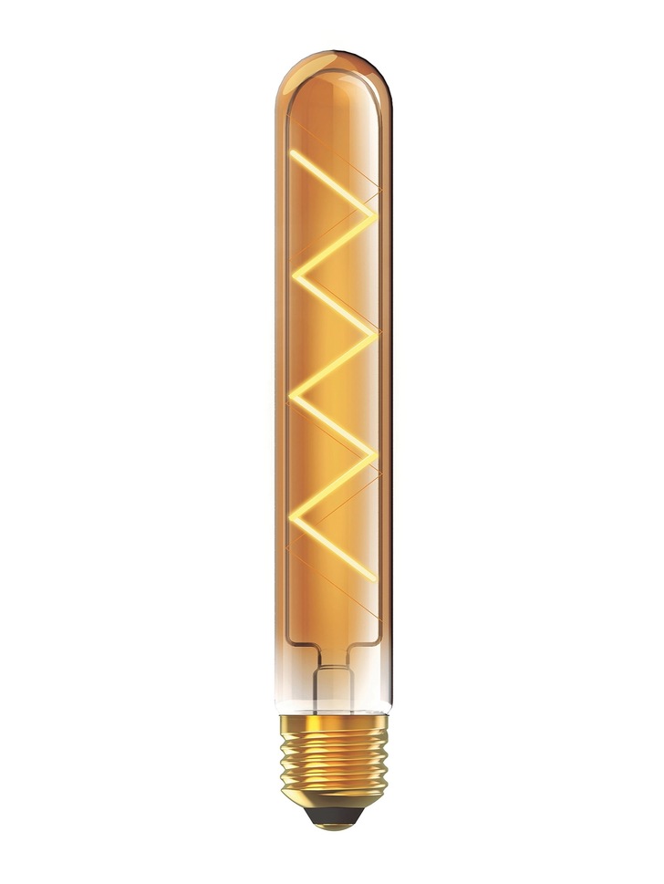 4W LED Classic Deco Gold Finish Dimmable 185mm Tubular Lamp With Decorative Filament - E27, 1800K