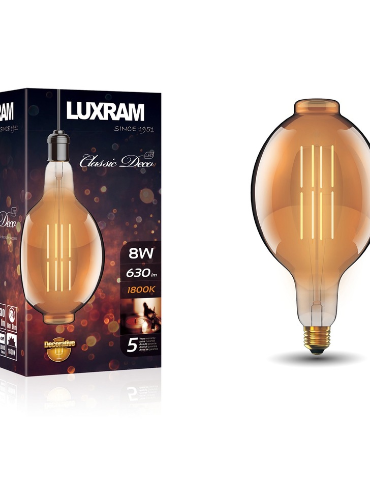 4W LED Classic Deco Gold Finish Dimmable Lamp With Decorative Filament - E27, 1800K