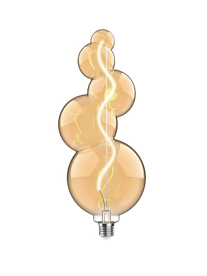 4W LED Classic Style Amber Finish Dimmable Bubble Shape Lamp - E27, 2100K