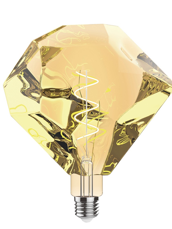 4W LED Classic Style Amber Finish Dimmable Diamond Lamp - E27, 2100K