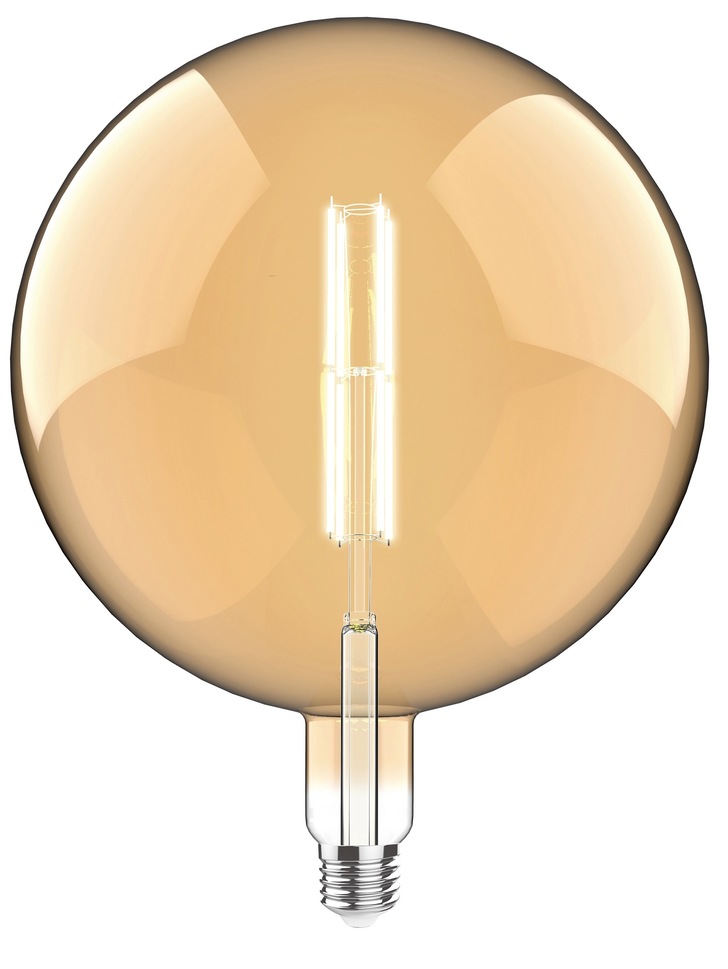 4W LED Classic Style Amber Finish Dimmable Globe Lamp - E27, 2100K