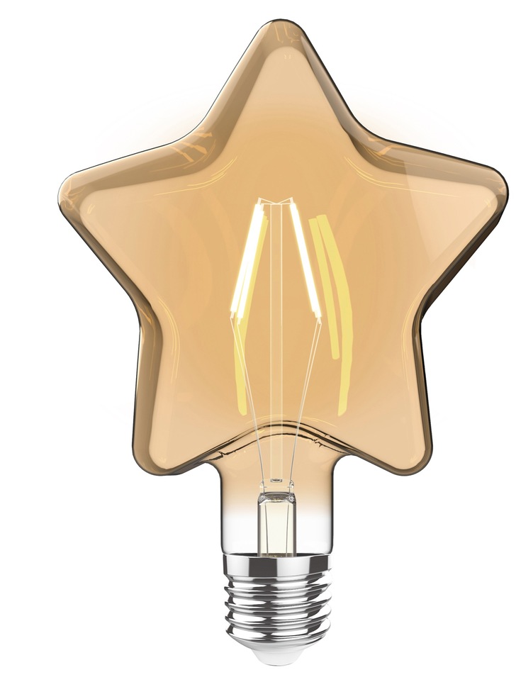 4W LED Classic Style Amber Finish Dimmable Star Shape Lamp - E27, 2100K