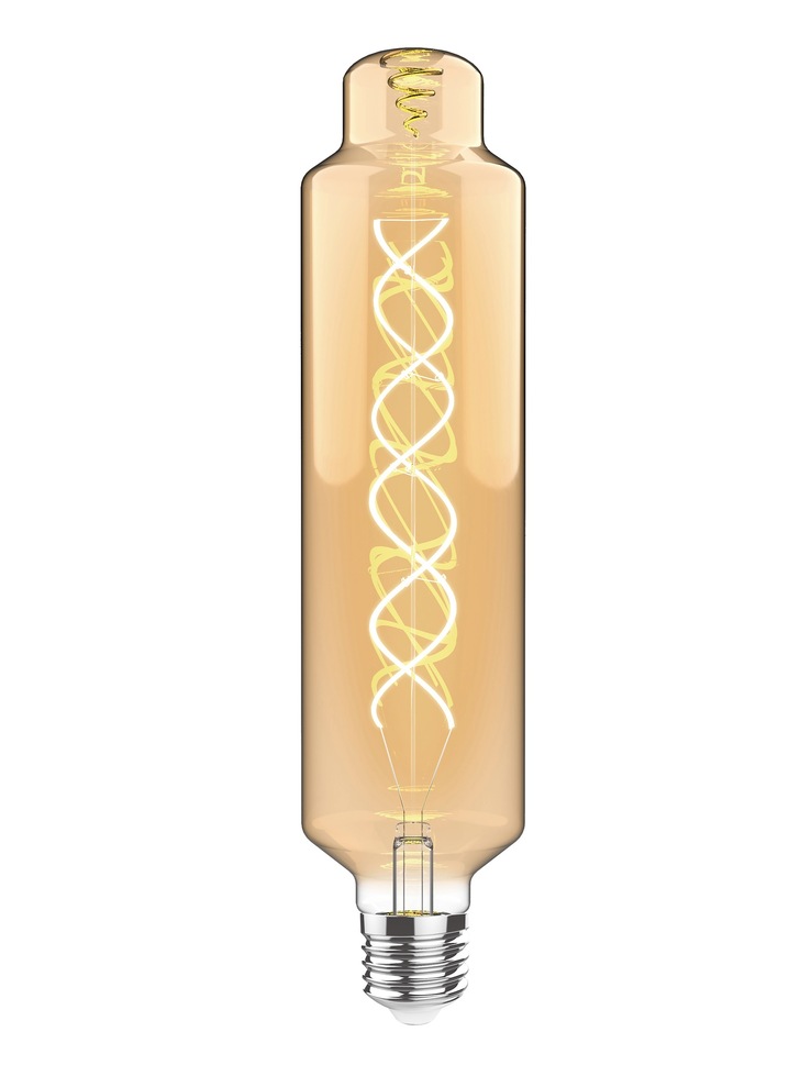 4W LED Classic Style Amber Finish Dimmable Tubular Lamp - E27, 2100K