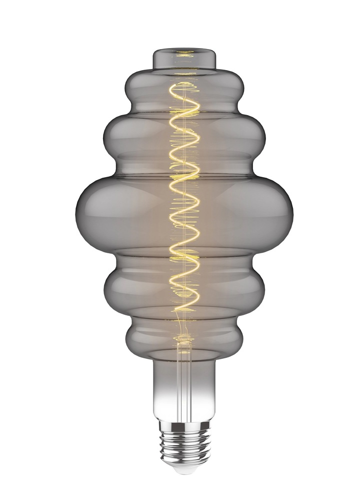 4W LED Classic Style Smoke Finish Dimmable Ribbed Lamp - E27, 2100K