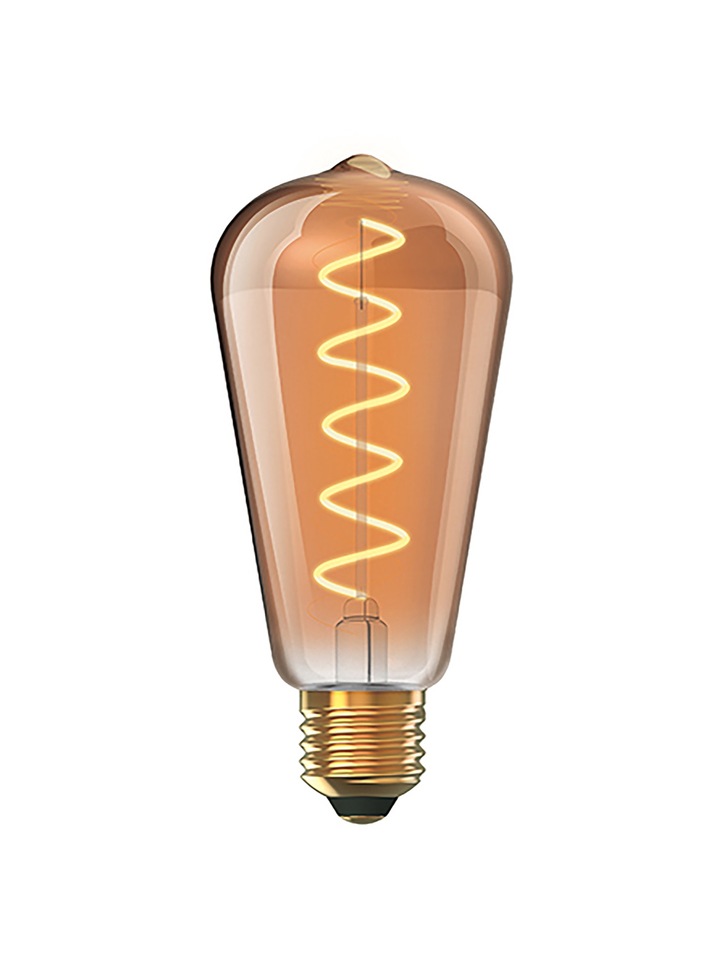 5W LED Classic Deco Gold Finish Dimmable ST64 Valve Lamp With Decorative Filament - E27, 1800K