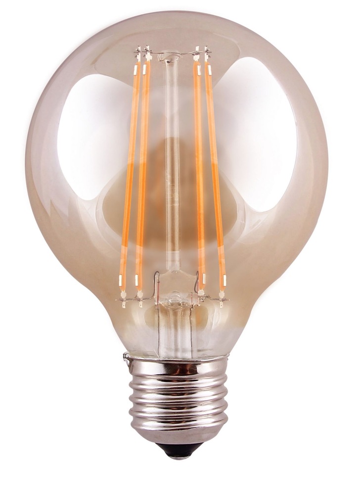 8W E27 AMBER DIMMABLE LED 95MM GLOBE LED LAMP - 2700K