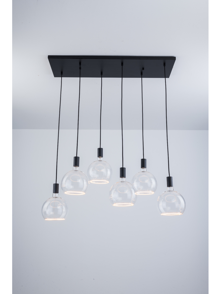 Angel Black 6 Light Island Bar Pendant Complete With Clear Angel LED Globes