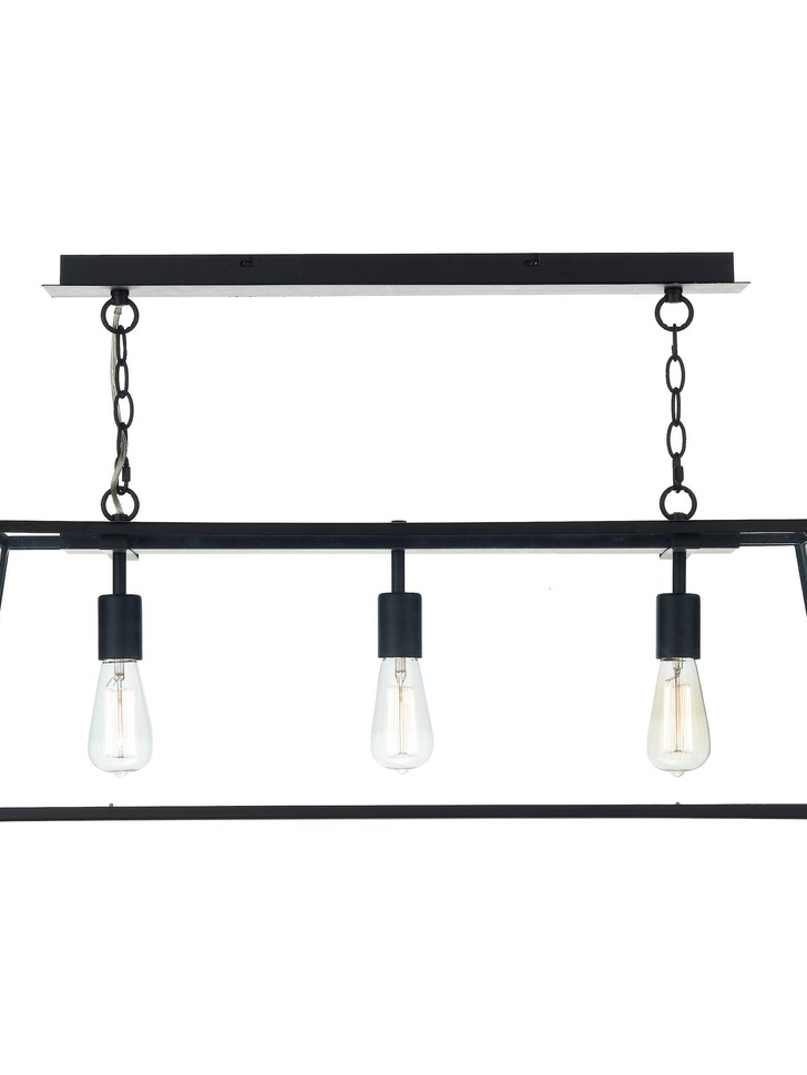 Dar Academy ACA0322 Matt Black Finish 3 Light Bar Pendant