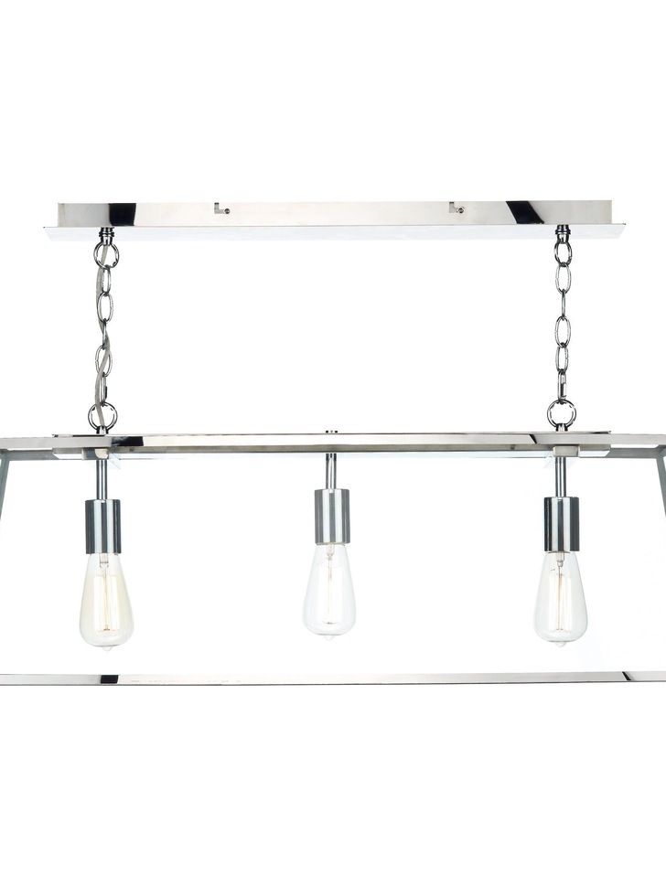 Dar Academy ACA0344 Polished Stainless Steel Finish 3 Light Bar Pendant