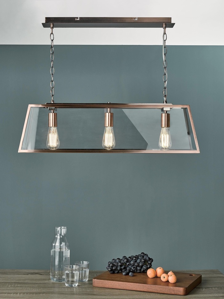 Dar Academy ACA0364 3 Light Bar Pendant In Antique Copper Finish