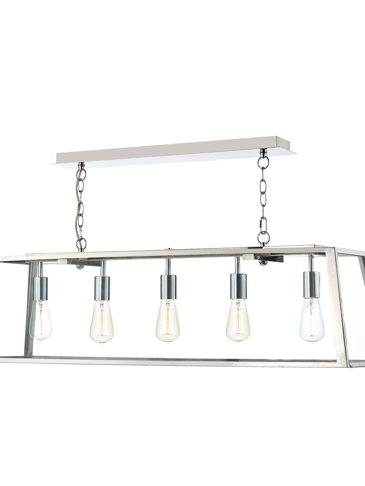 Dar Academy ACA0544 Polished Stainless Steel Finish 5 Light Bar Pendant