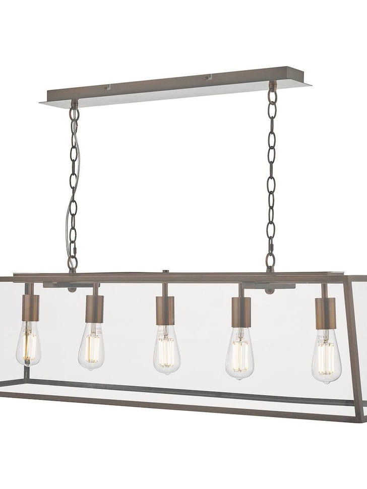 Dar Academy ACA0564 5 Light Bar Pendant In Antique Copper Finish