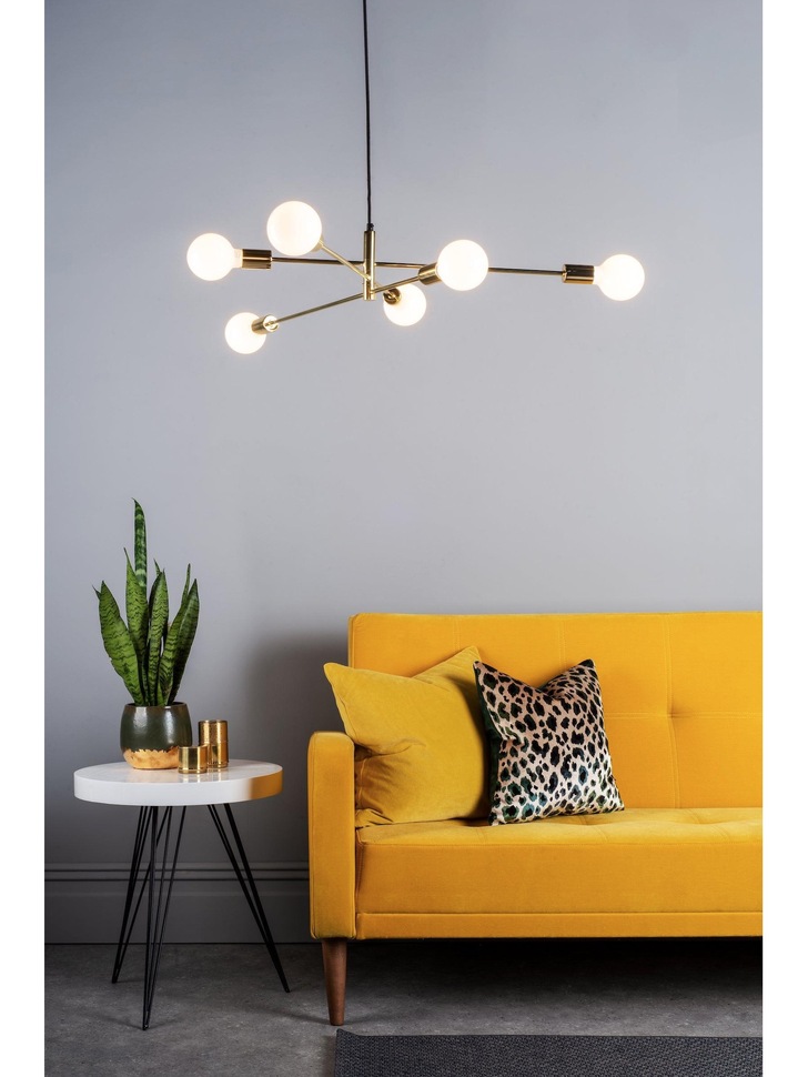 Dar Alana ALA0635 6 Light Pendant In Polished Gold Finish