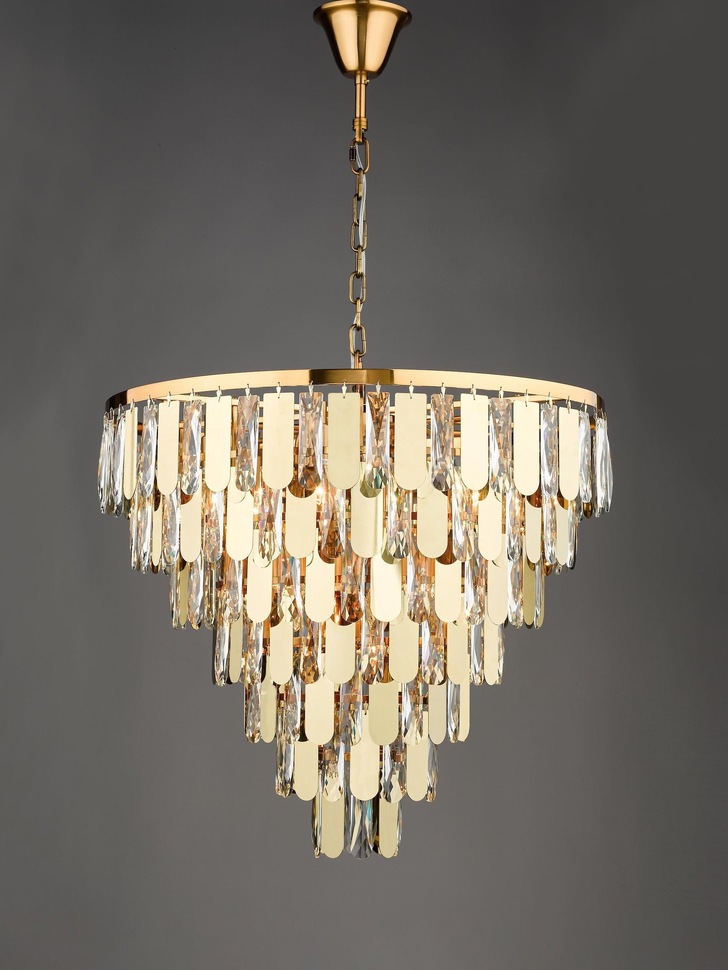 Dar Amira Polished Gold/Crystal 12 Light Chandelier