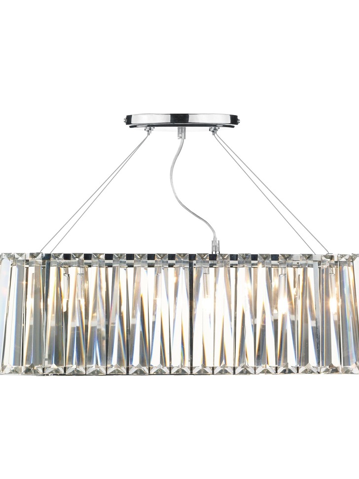 Dar Cecilia CEC0350 Polished Chrome 3 Light Crystal Bar Pendant