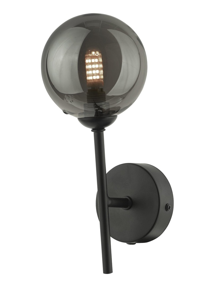 Dar Cohen Matt Black Single Wall Light Complete With Smoked Glass