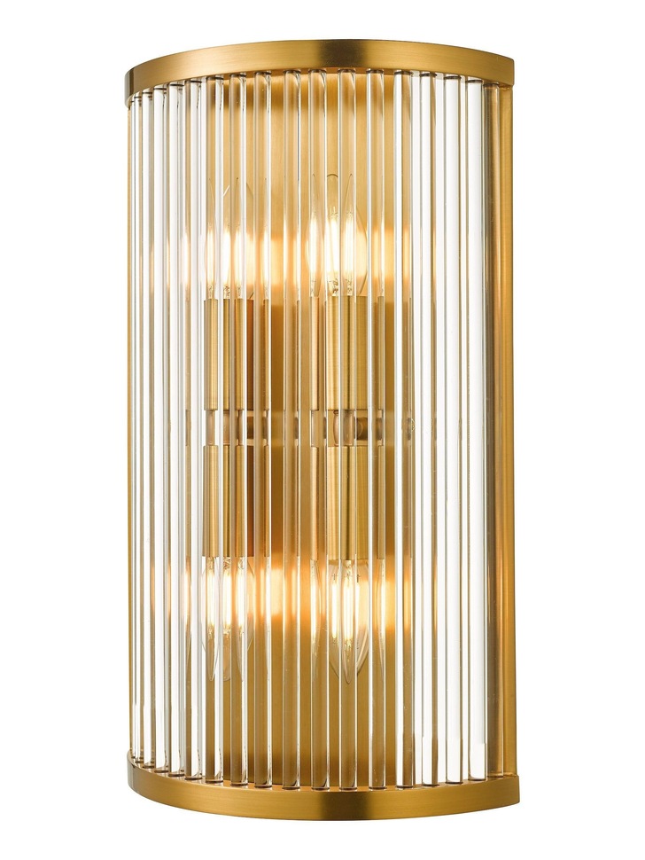 Dar Eleanor Natural Brass/Glass 4 Light Wall Light