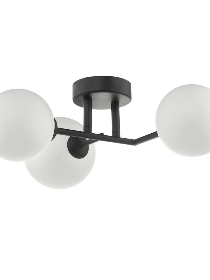 Dar Euan EUA3022 3 Light Wall Light In Matt Black Finish With Opal Glass Shades