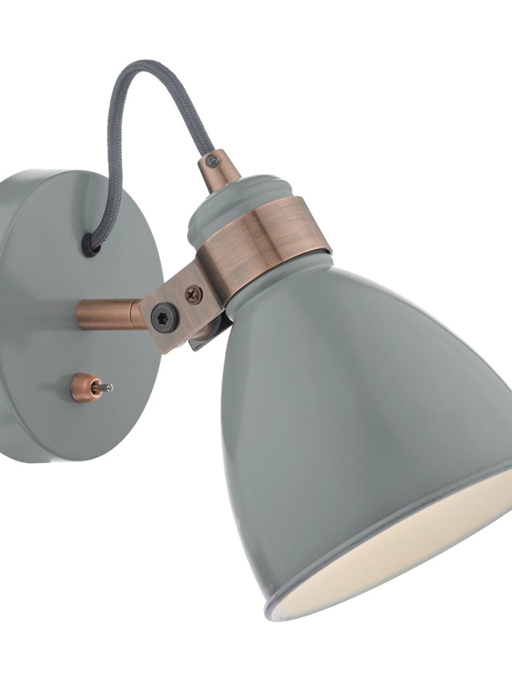 Dar Frederick FRE0739 Gloss Grey & Satin Copper Single Wall Light