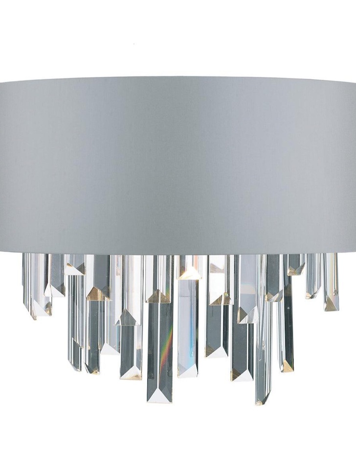 Dar Halle HAL0939 2 Light Wall Light Crystal Complete With Satin Grey Shade