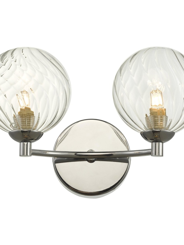 Dar Izzy 2 Light Wall Light In Polished Chrome Complete With Twisted Glass