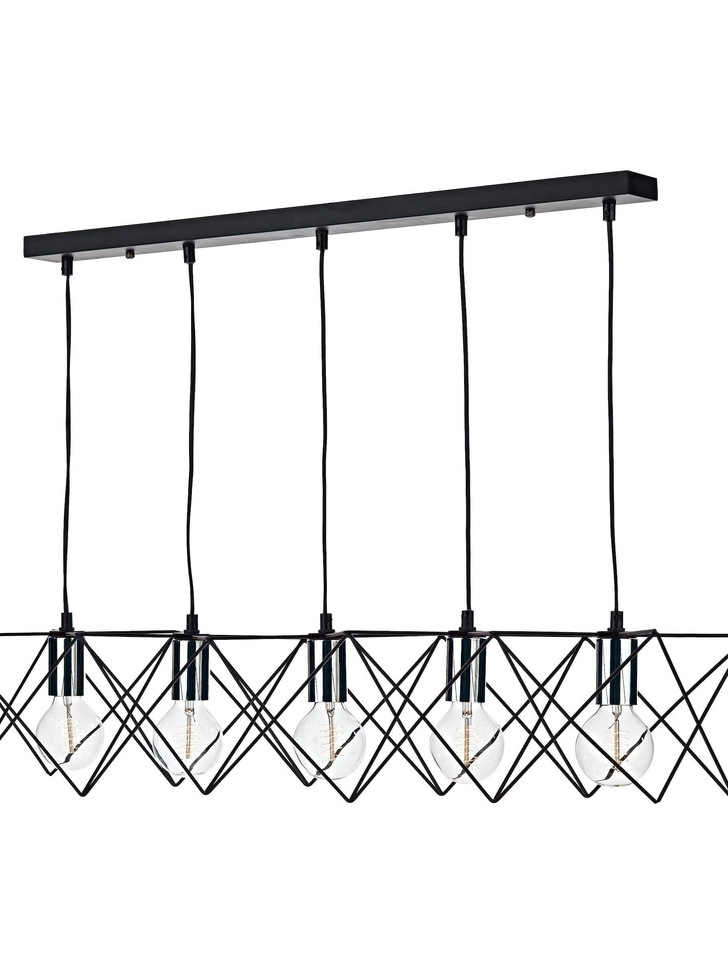 Dar Midi MID0550 Matt Black & Polished Chrome 5 Light Bar Pendant