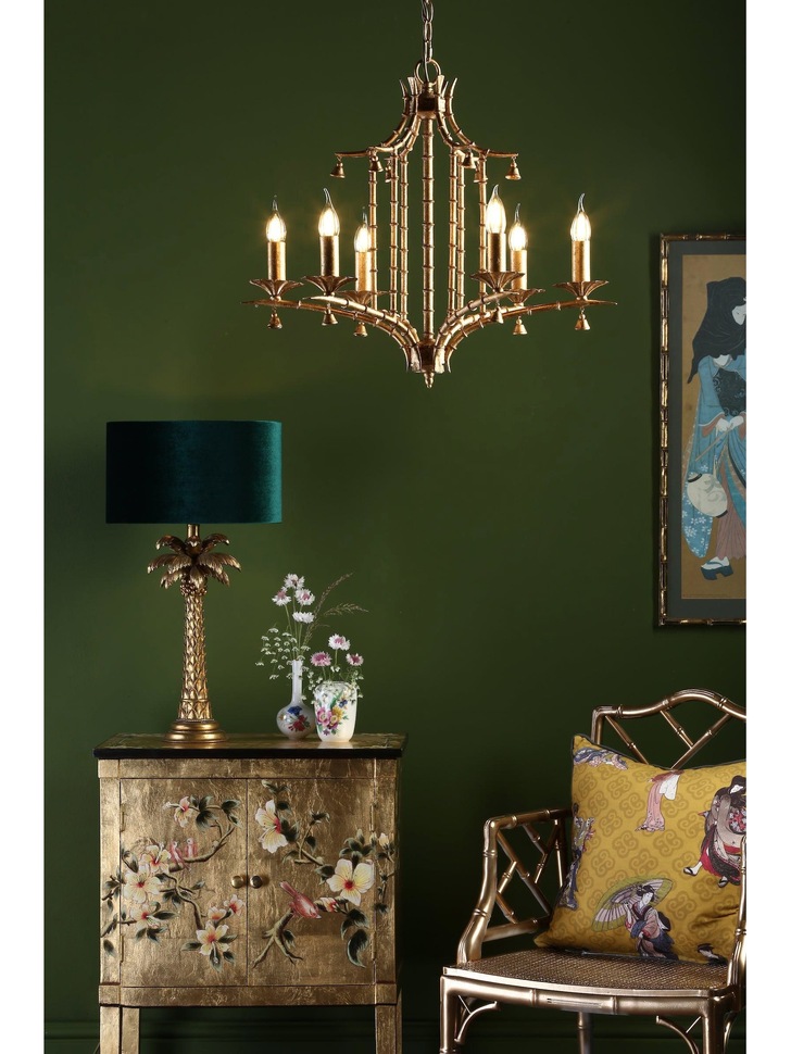 Dar Miette Distressed Gold Leaf 6 Light Chandelier