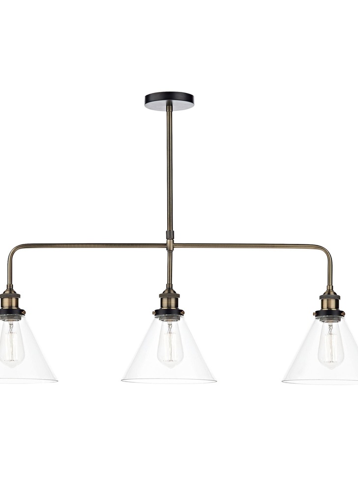 Dar Ray RAY0375 Antique Brass Finish 3 Light Bar Pendant