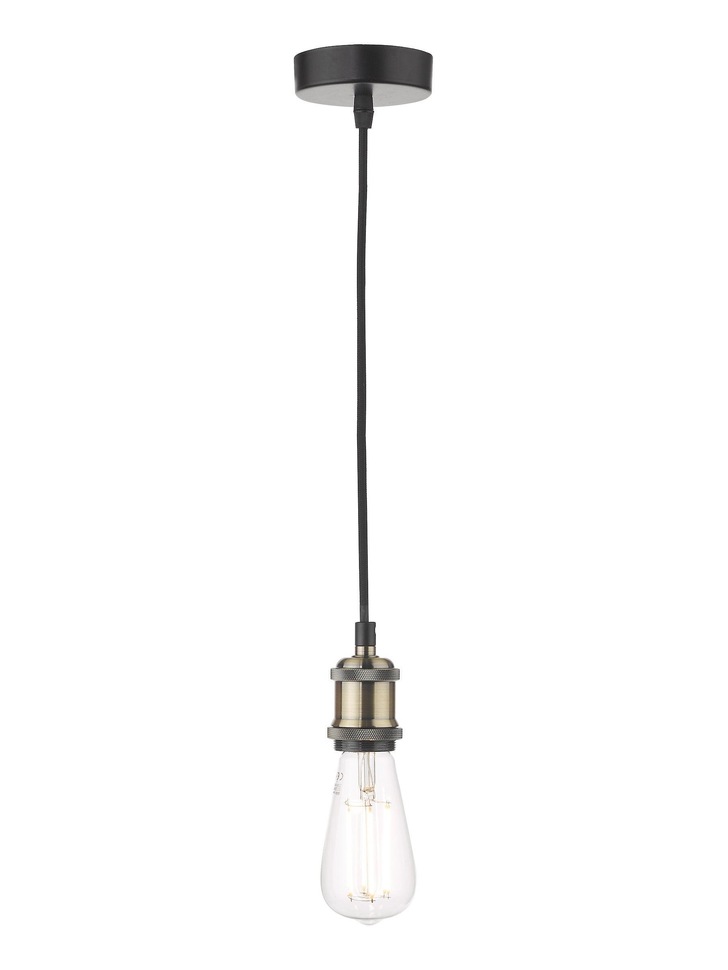 Dar Waco Single E27 Suspension In Antique Brass Matt Black