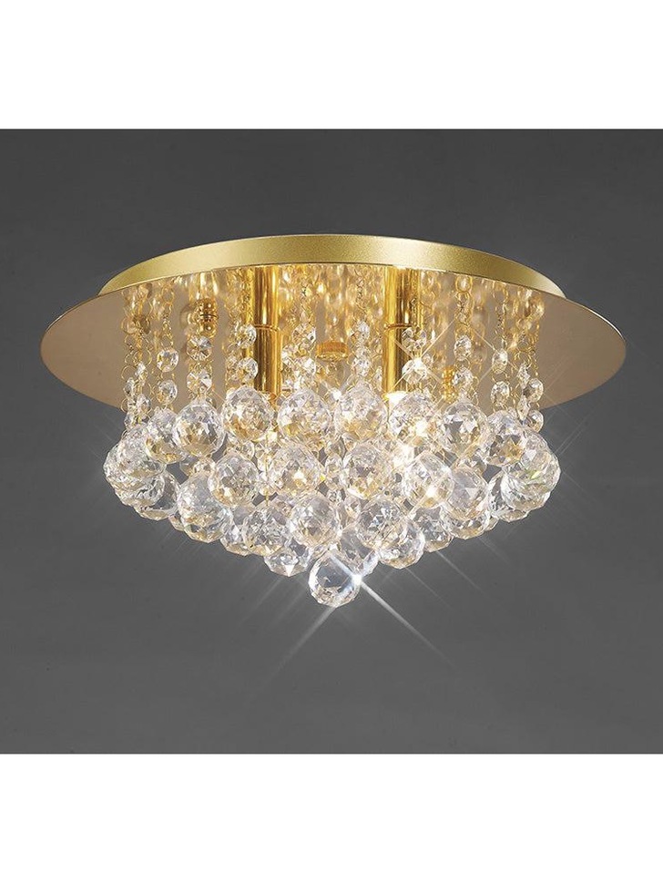 Deco Dahlia D0004 French Gold 4 Light Flush Crystal Ceiling Light - 350mm