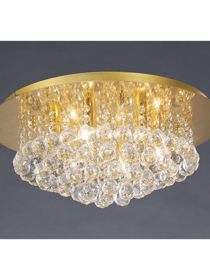 Deco Dahlia D0005 French Gold 6 Light Flush Crystal Ceiling Light - 450mm