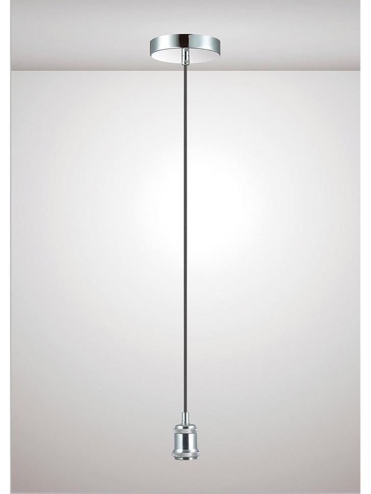 Deco Dreifa D0176 Polished Chrome With Black Braided Cable Ceiling Suspension Kit