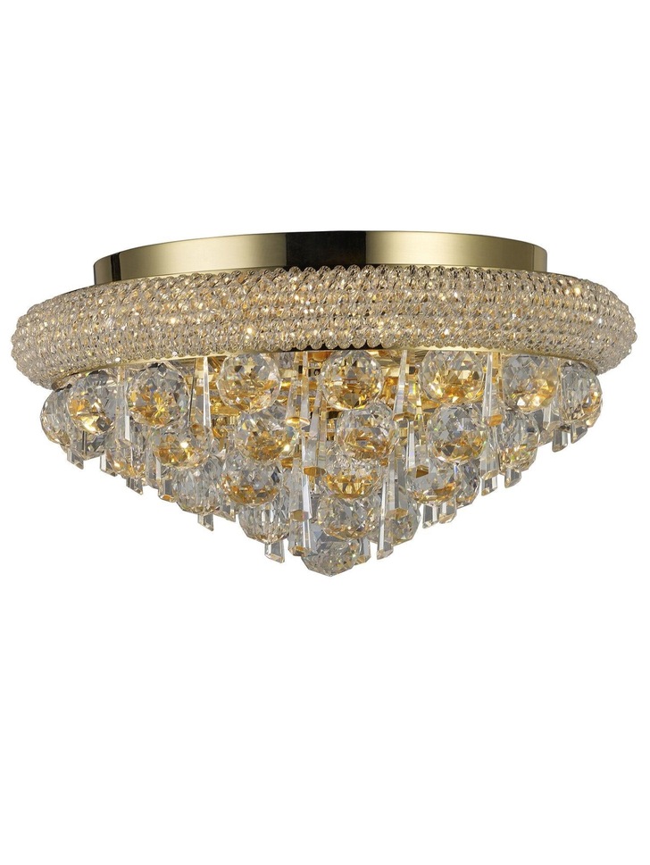 Diyas Alexandra IL32105 French Gold 6 Light Flush Crystal Ceiling Light