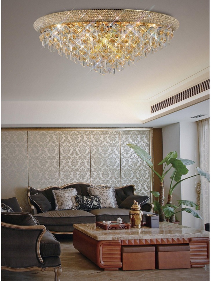 Diyas Alexandra IL32108 French Gold 16 Light Flush Crystal Ceiling Light