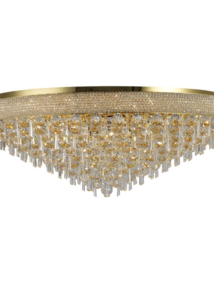 Diyas Alexandra IL32109 French Gold 18 Light Flush Crystal Ceiling Light