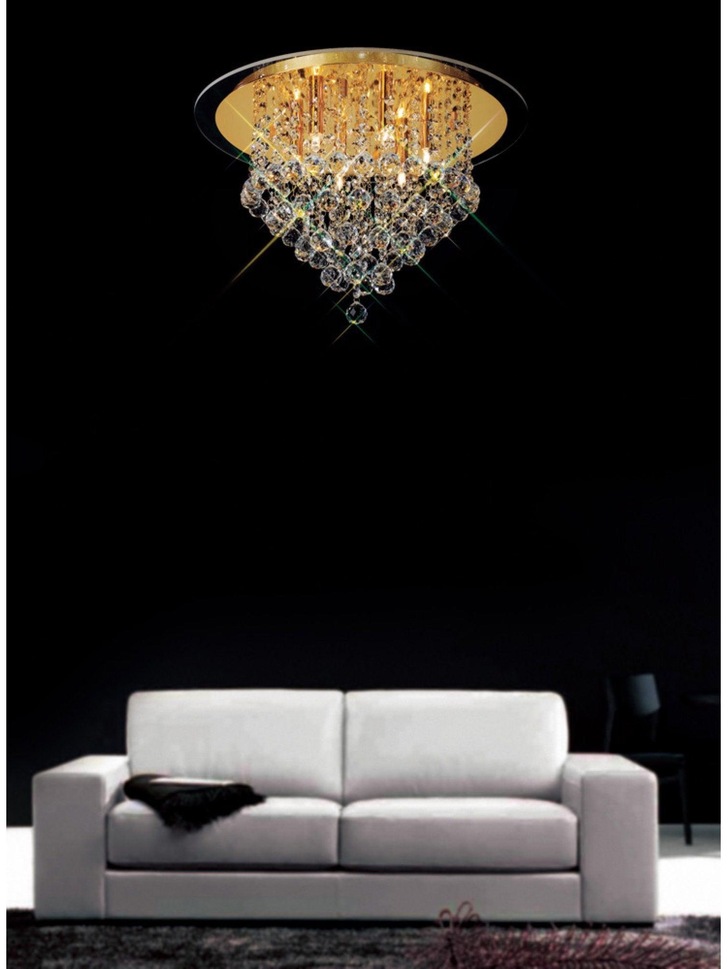 Diyas Atla IL30209 French Gold 6 Light Flush Crystal Ceiling Light