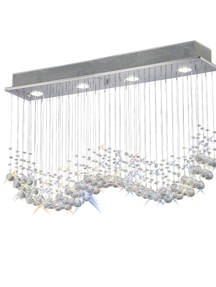 Diyas Colorado IL31379 Polished Chrome 4 Light Crystal Linear Bar Pendant