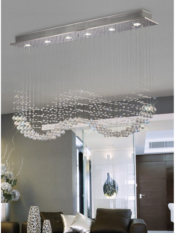 Diyas Colorado IL31380 Polished Chrome 6 Light Crystal Linear Bar Pendant