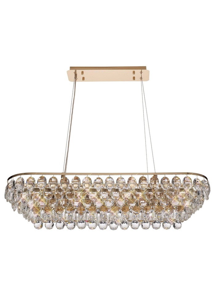 Diyas Coniston 8 Light French Gold Crystal Linear Pendant