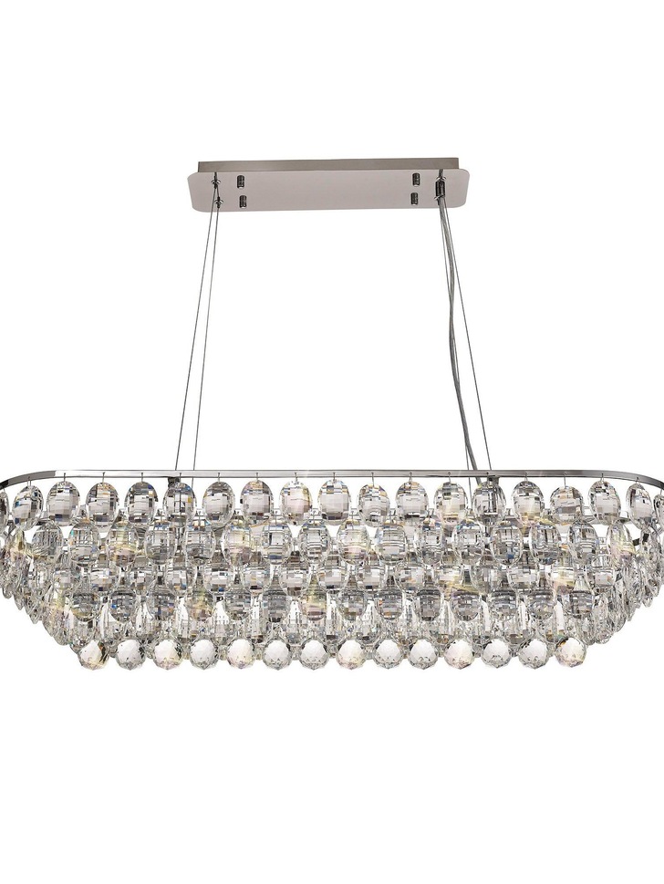 Diyas Coniston 8 Light Polished Chrome Crystal Linear Pendant