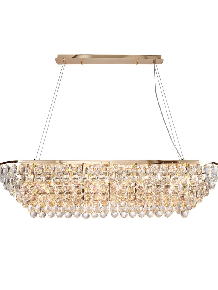 Diyas Coniston French Gold 14 Light Crystal Bar Pendant - IL32823