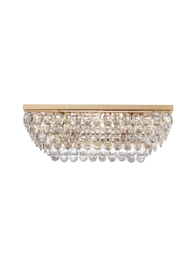 Diyas Coniston French Gold 5 Light Rectangular Flush Crystal Ceiling Light - IL32826