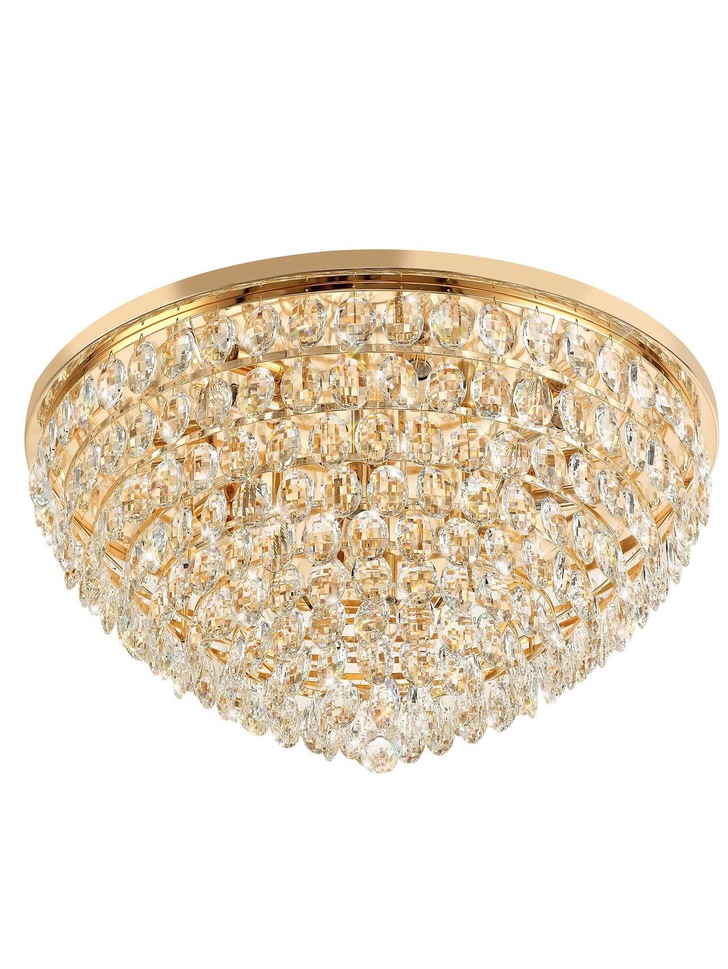 Diyas Coniston French Gold Flush 12 Light Crystal Ceiling Light