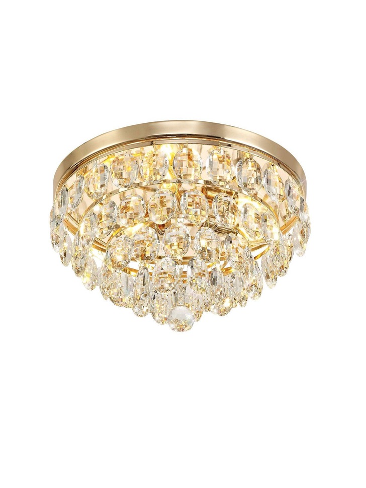 Diyas Coniston French Gold Flush 3 Light Crystal Ceiling Light